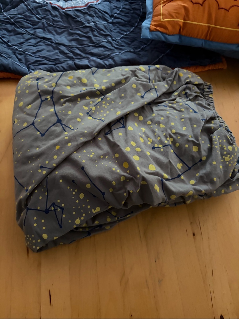 Crate & Barrel Gray and Yellow Constellation Bedding